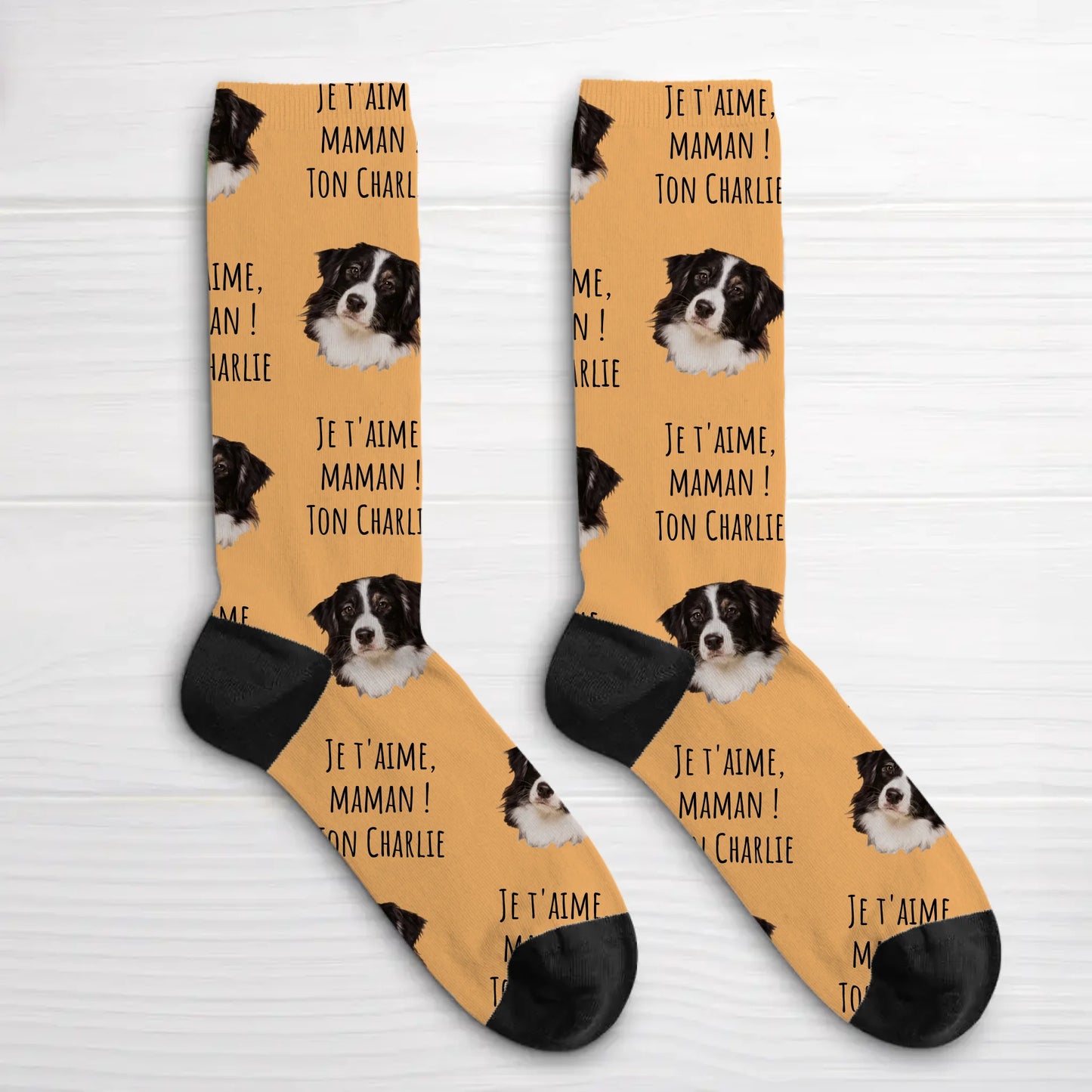 Votre photo avec texte - Chaussettes personnalisées
