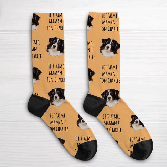 Votre photo avec texte - Chaussettes personnalisées
