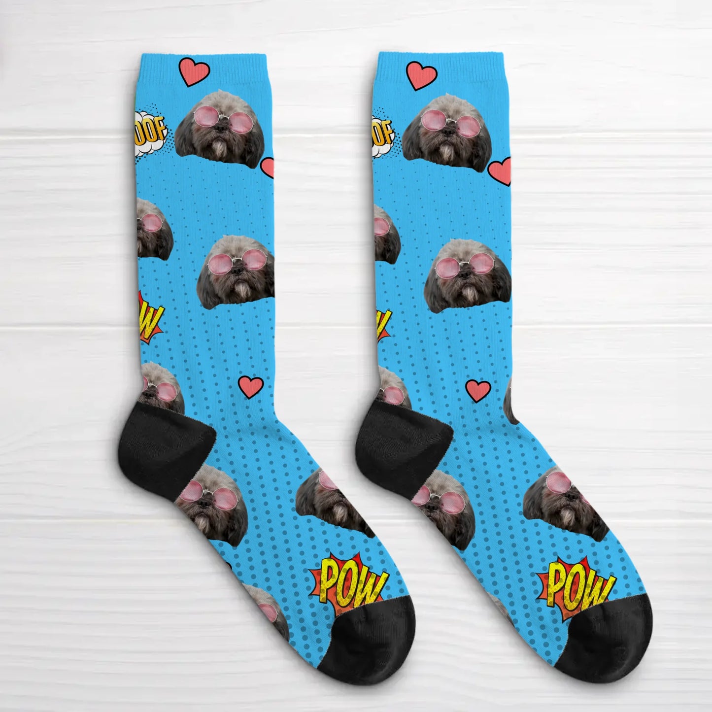 Wouaf & Miaou (Style BD) - Chaussettes personnalisées