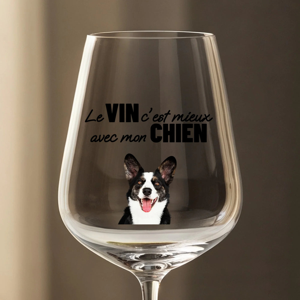 Verre à vin personnalisé - Le vin c'est mieux avec mon chien