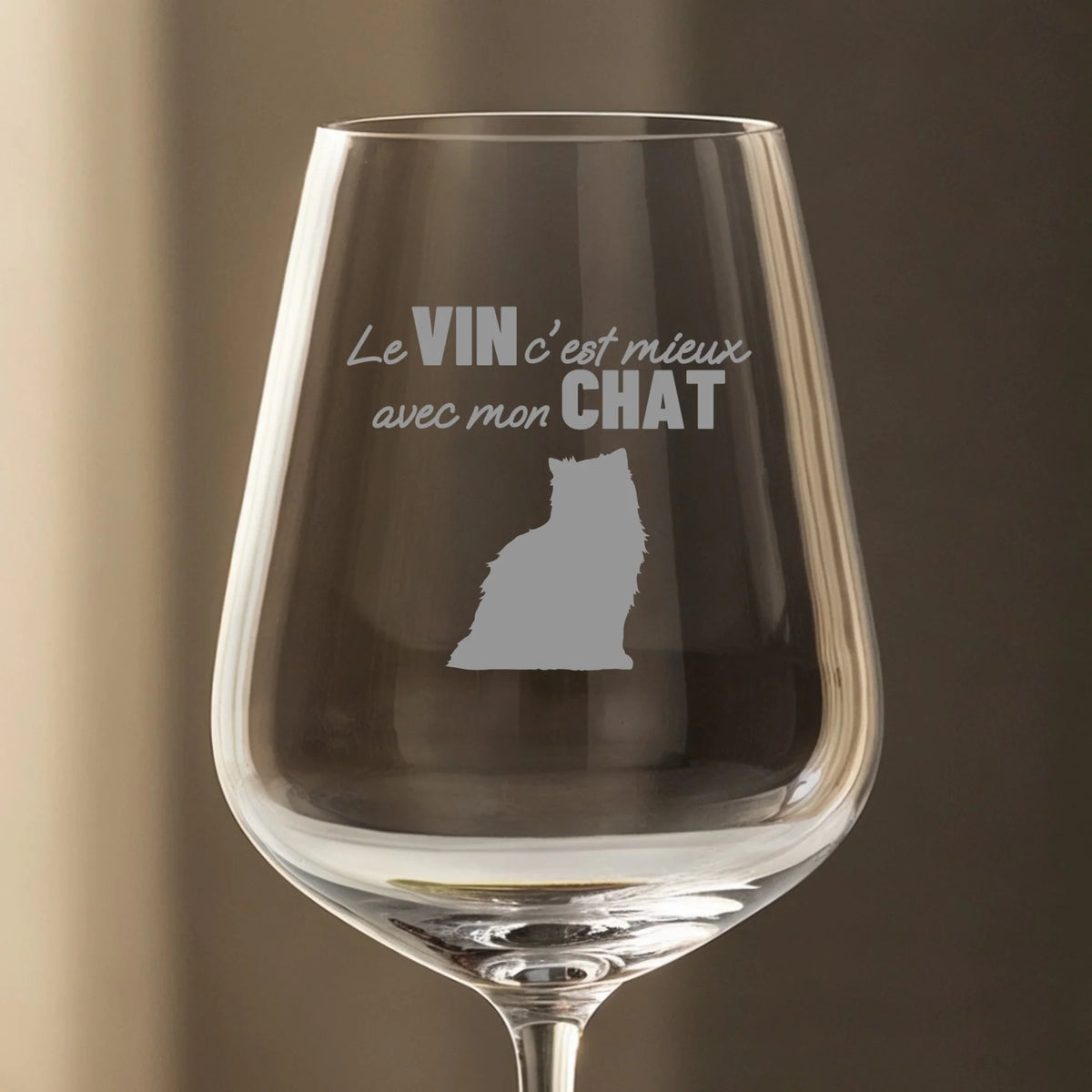 Verre à vin personnalisé - Le vin c'est mieux avec mon chat
