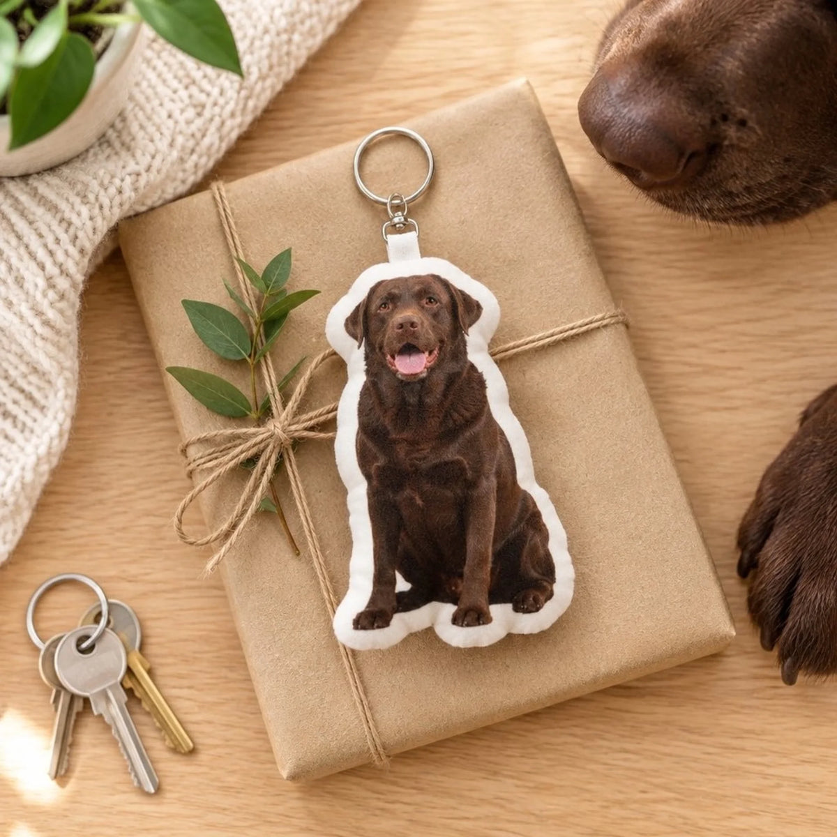 Porte-clés fantaisie personnalisé - Votre photo avec votre chien - en cadeau - Pet Printed