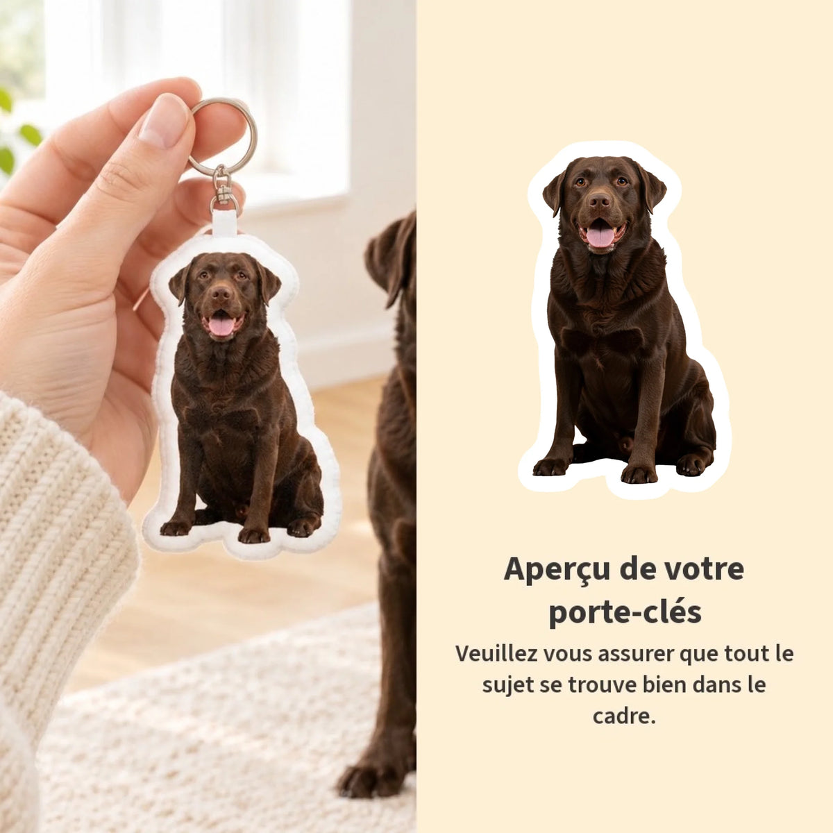 Porte-clés fantaisie personnalisé - Votre photo avec votre chien - aperçu - Pet Printed
