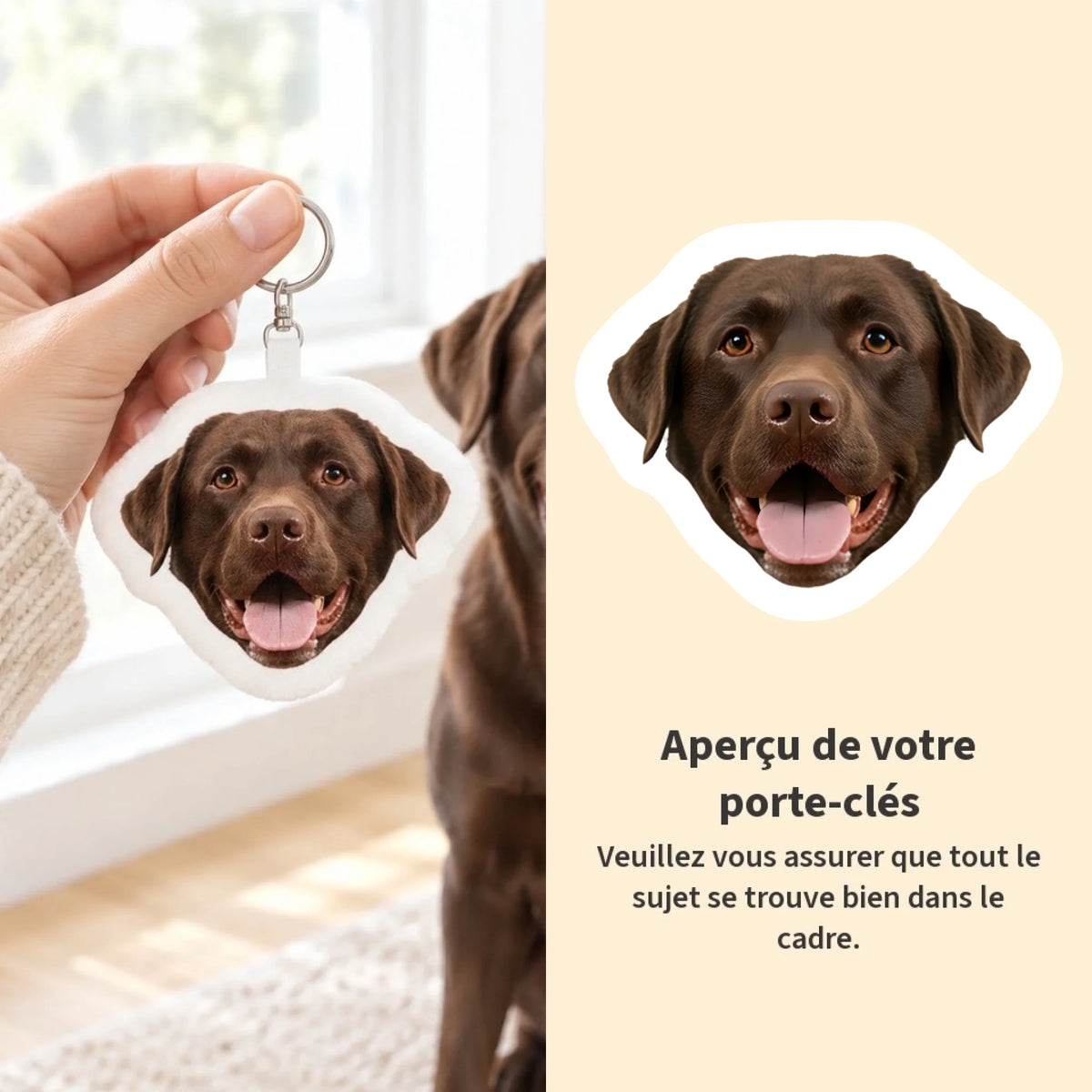 Porte-clés fantaisie personnalisé - Votre visage - aperçu - Pet Printed