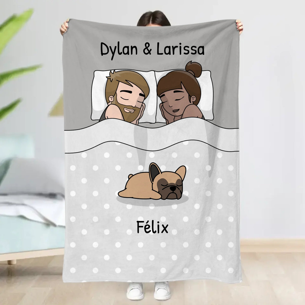 Couverture personnalisée - Câlins avec nos amis à poils